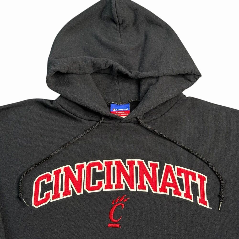 Champion Cincinnati Bearcats Spell Out Hoodie Medium Black Fleece University Y2K